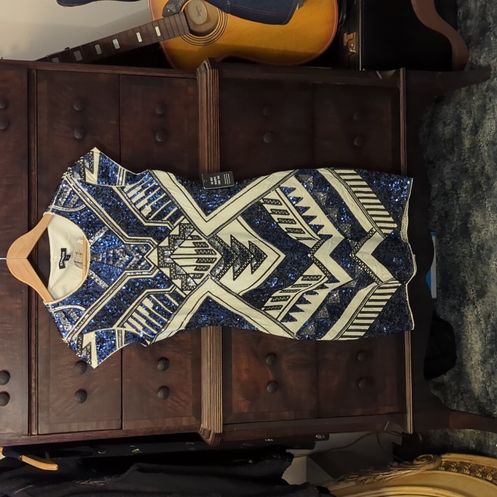 Express blue and white dress